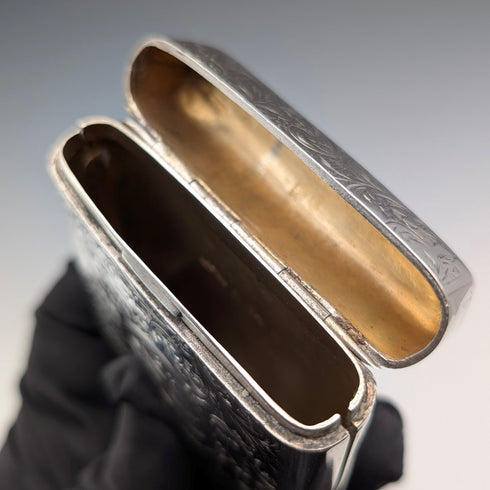 1902年 英国アンティーク 純銀製 シガレットケース 75g I.J. Evens&Co